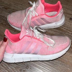 Pink adidas, size 4 in kids. Fits size 6 in women